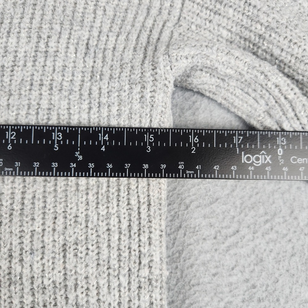 SO Sweater Girls L 10/12 Gray Shimmer Ribbed Knit Long Sleeve Crew Neck Pullover - Picture 4 of 8